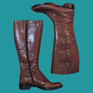 Ecco Women's Brown Leather Buckle Boots Size 38  (US 7.5) Preowned